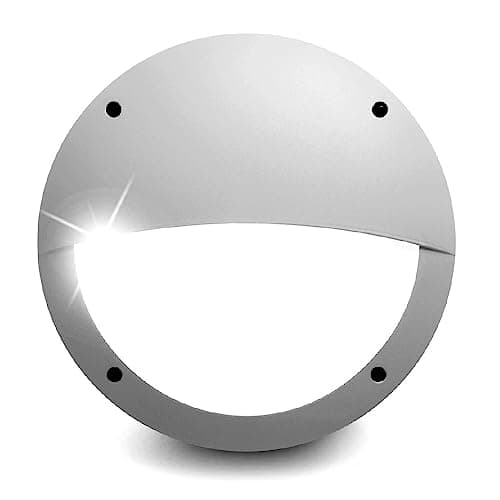 Image of Grey Outdoor Modern Round Flush Eyelid Bulkhead Wall Light with Opal Diffuser | 30cm Diameter | IP66 Rated | 1 x ES E27 Lamp Bulb Required | Garden - Patio - Security | Polycarbonate Resin Coastal