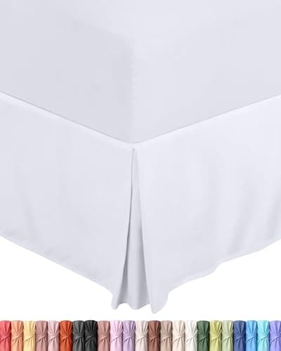 Image of Utopia Bedding Valance Sheet Double, OEKO-TEX Certified, Soft Brushed Polyester Microfiber, Fits Under the Mattress, Pleated Base Bed Skirt with a Drop of 40 cm (White)
