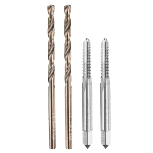 Image of sourcing map Tap and Drill Bit Set, 2pcs M4.5 x 0.75 Metric Straight Flute Thread Screw Taps & 2pcs 3.7mm Twist Drill Bits, Uncoated/Roasted Yellow HSS-6542/M35 HSS-CO Tapping Threading Tool