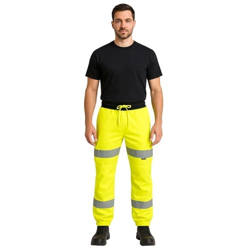 Image of Step Ahead Mens Hi Vis Viz Combat Trousers Jogging Bottoms Workwear Joggers (Yellow, M)
