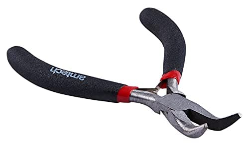 Image of Amtech Mini Bent Nose Pliers with Spring, Drop Forged & Heat Treated, Non-Slip Handles