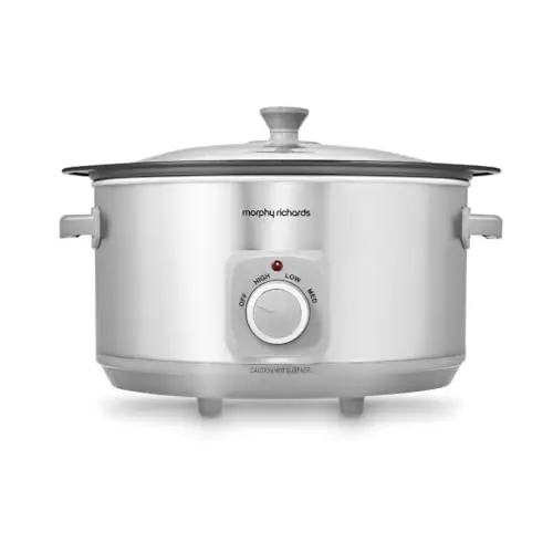 Image of Morphy Richards 6.5L Sear and Stew Slow Cooker, Dishwasher Proof Non Stick Aluminum Pot, 3 Cooking Settings, One-pot Solution, Brushed Stainless Steel, 461014