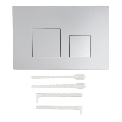 Image of Toilet Flush Plate for Geberit Sigma01 Sigma10 Sigma20 Sigma21 Sigma30 Sigma50 Sigma60, Dual Push Button Water Tank Panel, with Full & Half Flush Buttons, Chrome Frame Accessory, 164x246x12mm, Silver