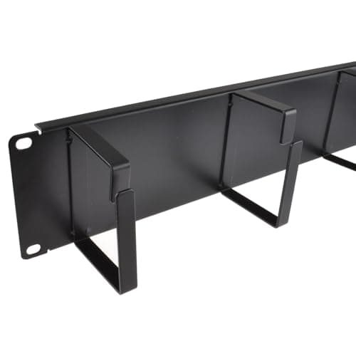 Image of kenable 2U Cable Management Bar with 4 Rings | 19 Inch Rack Mount | Data Cabinet Organiser | Black