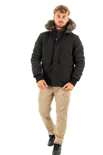 Image of Superdry Men's EVEREST HOODED PUFFER BOMBER Jacket, Jet Black,