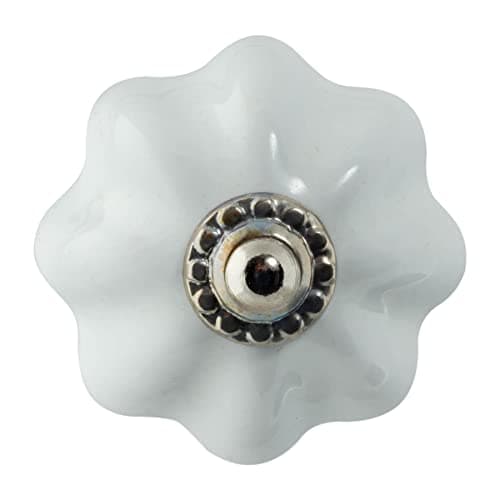 Image of Nicola Spring Ceramic Cupboard Drawer Knobs - Solid Vintage Design - White - Pack of 6