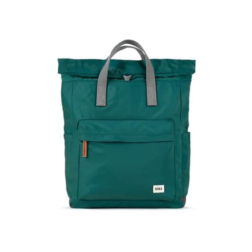 Image of ROKA Canfield Roll Top Backpack for Women & Men - Large Nylon Roll Top Rucksack w/Magnetic Closure - Work, School, Travel Backpack - Teal