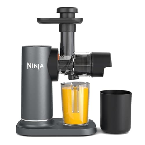 Image of Ninja Cold Press Juicer Machine with 700ml Jug & 1.1L Pulp Container, Make Fresh Juices, Drinks & Wellness Shots, Compact, Dishwasher Safe & Removeable Parts, Grey JC151UK