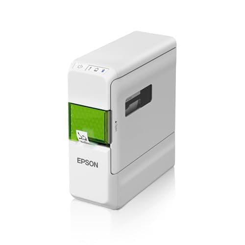 Image of Epson LW-C410 LabelWorks stylish portable printer for home and office, compatible 50 tapes and prints up to 18mm width tapes and ribbon