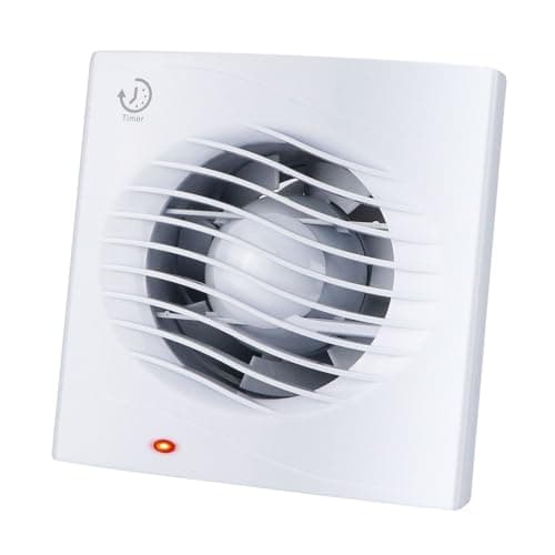 Image of Anesty 4” Bathroom Extractor Fan with Timer, 12W 130m³/h Silent Exhaust Fan 100mm with Check Valve - Bathroom Kitchen Toilet Window/Wall Mounting