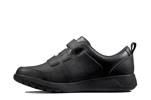 Image of Clarks Boy's Scape Sky Y Sneakers, Black Leather, 3.5 UK