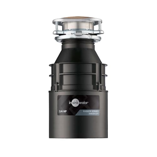 Image of InSinkErator Badger 5XP Garbage Disposal, Standard Series 3/4 HP Continuous Feed Food Waste Disposer, Black/Stainless
