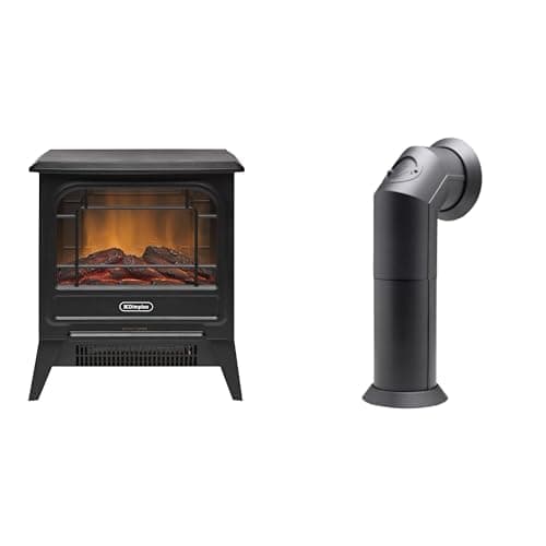 Image of Dimplex MicroStove Optiflame Small Black Electric Stove Fire and Stove Pipe Accessory for Electric Fires