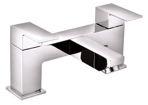 Image of VeeBath Munro Square Bath Filler Taps, Bathroom Bath Filler Mixer Tap Double Lever Tub Tap-Chrome