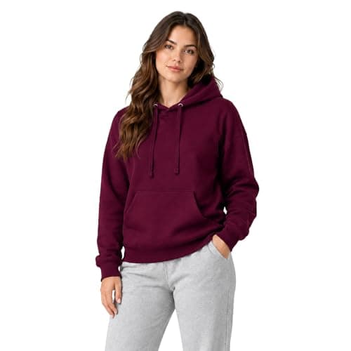 Image of Makii Hoodies for Men & Women UK - Unisex Plain Pullover Hooded Sweatshirt long Sleeve Inside Fleece Hoodie Top For Gym Work Running, L (l), Maroon