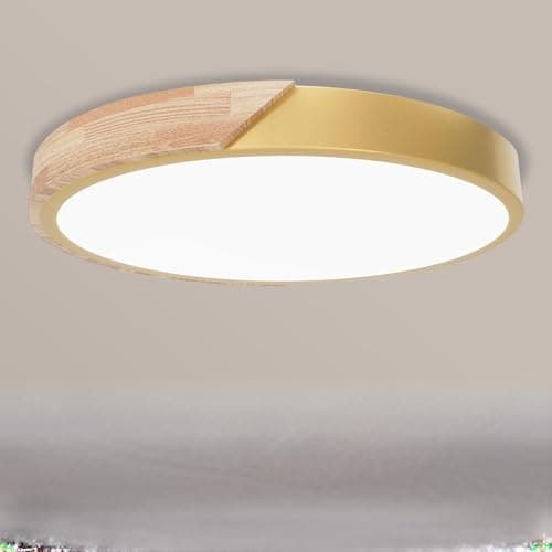 Image of Rravdst LED Ceiling Light Panel - 30W 3000LM, 3000K-4000K-6000K 3 Color Temperature, IP54 Waterproof Round LED Flush Mount Ceiling Light for Bedroom, Bathroom, Kitchen, Hallway, Ø30CM Gold