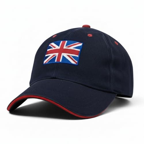 Image of FifthRiver Union Jack London England Baseball Cap for Men Women, Embroidered UK Flag, Adjustable Breatheable Dad Hat (UK, Alpha, One Size, Union Jack Navy)
