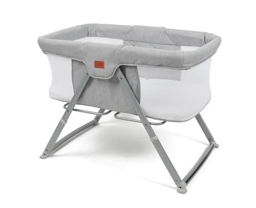 Image of Babylo Sleep and Stay Folding Crib Folds with one Hand Includes Travel Bag, Grey, 93 L x57 W x7.5 H