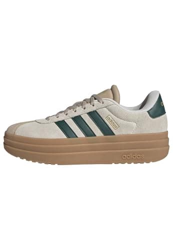 Image of adidas Women's VL Court Bold Shoes, Cream White/Collegiate Green/Magic Beige, 8 UK