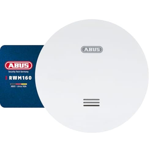 Image of ABUS Flat smoke detector RWM160 for home - with 10-year battery - Q-label and DIN EN 14604 tested - reduced flashing at night - 85 dB alarm - white