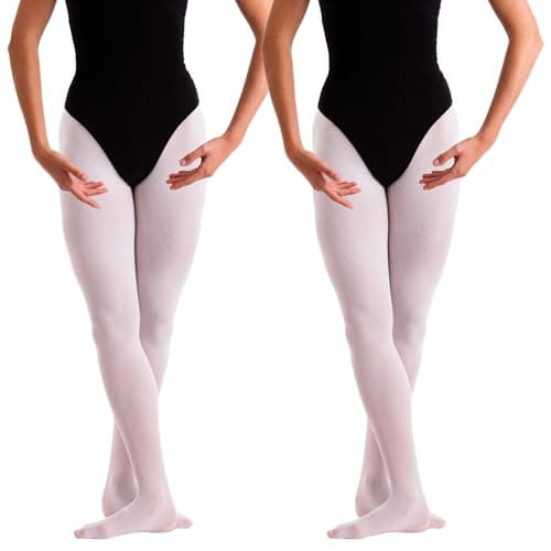 Image of 2 Pairs Dance Ballet Footed Tights (Age 11-13) (White)