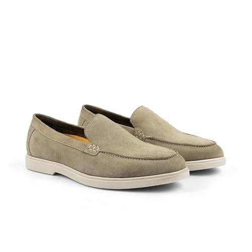 Image of Silver Street London San Mauro Premium Suede Loafers Shoes for Men Extra Padded Breathable Mens Casual Shoes Comfortable Moccasins Slip On Men Flats, Taupe, UK 12