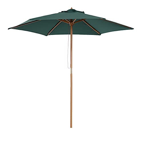 Image of Outsunny 2.5m Wood Garden Parasol Sun Shade Patio Outdoor Wooden Umbrella Canopy Green
