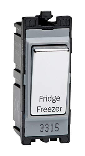 Image of Varilight Engraved 20A 1-Way Double Pole Switch 'Fridge Freezer' PowerGrid Chrome - G201DC.FF
