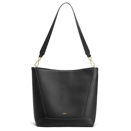 Image of Kattee Top Grain Leather Bucket Handbags for Women Crossbody Medium Hobo Shoulder Bag Purse with 2 Straps