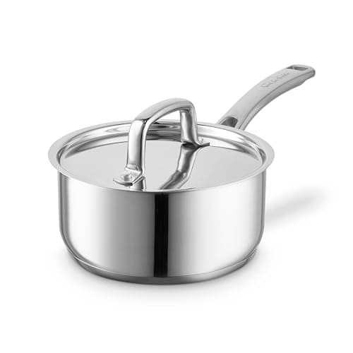 Image of Sur La Table 16cm Saucepan, Riveted Steel Handle and Lid, Induction Compatible, Stainless Steel, SLT900221
