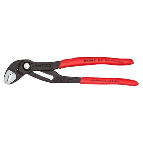 Image of KNIPEX Cobra Water Pump Pliers, 250 mm, Nuts to 46 mm, Pipes to 50 mm, self-Locking, fine Adjustment by Button Push, Pipe Wrench, 87 01 250