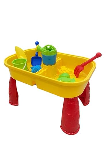 Image of RAM ONLINE 2 In 1 Sand And Water Table Children’s Kids Outdoor Play Sand Garden Sandpit Toy Yellow, 5060459944008