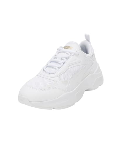 Image of Puma Women Cassia Sneakers, Puma White-Puma White-Puma Team Gold, 3 UK