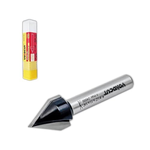 Image of YOKOCUT Chamfer Router Cutter Bit, 1/4 Inch Shank, 12.7mm Cut Diameter & 60 Degree V Groove, Tungsten Carbide Tipped Router Bit (CHAM V GROOV A=60 DEG - 12.7MM DIA - 1/4 SHANK)
