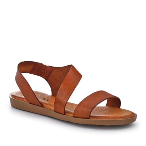 Image of Elasticated Leather Sandals - Tan Size 6