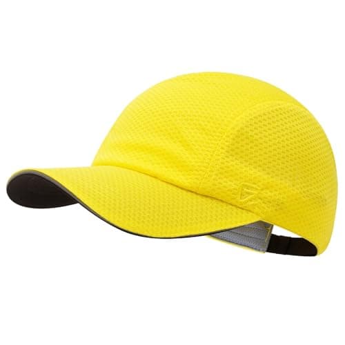 Image of GADIEMKENSD Women's Race Day Running Hat Performance Mesh Baseball Cap Excellent Ventilation Lightweight Reflective Safety Ponytail Hats for Gym Exercise Golf Hiking Beach Workout Lemon Yellow