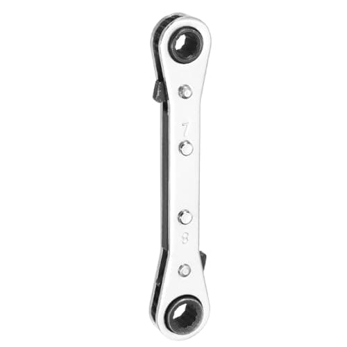 Image of sourcing map Double Box End Reversible Ratcheting Wrench 7mm x 8mm CR-V Steel 180 Degrees Metric Double Head 12-Point 24-Teeth Adjustable Ratchet Gear Socket Spanner, Silver Grey