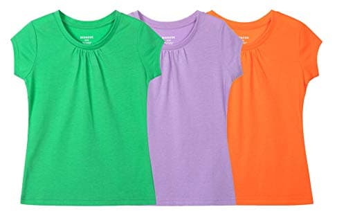 Image of Bienzoe Girls School Uniform Tshirt: Kids Solid Color Tops 3pcs PackE 7/8