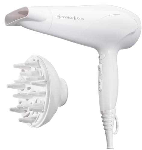Image of Remington Hair Dryer Ionic (Ionic Conditioning for Frizz-Free and Shiny Results,3 Heat & 2 Speed Settings and Cool Shot, 2 Attachments: Diffuser & Concentrator, 2200W) D3199