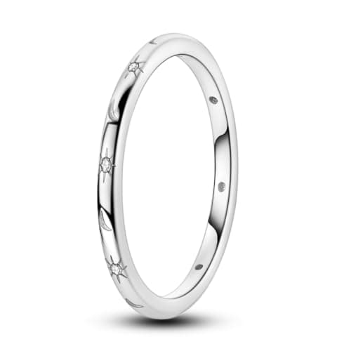 Image of Parmuz 925 Sterling Silver Rings for Woman Dainty Stackable Ring CZ Star Moon Cross Eternity Engagement Bands Ring Gift for Her