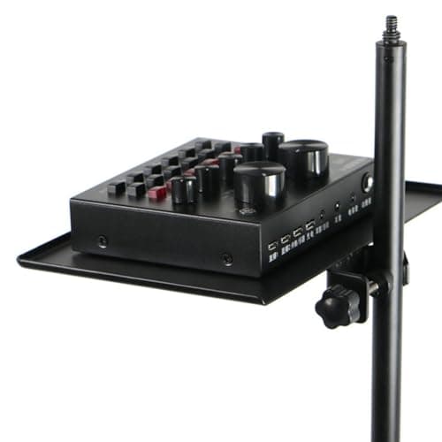 Image of Milisten Microphone Stand Accessory Tray: Clamp-on Shelf for Sound Cards & Phones - Raised Edge with Sponge Pad - Adjustable Utility Holder for Live Streaming, Recording & Karaoke