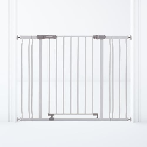 Image of Dreambaby Ava Baby Gate, Stair Gate, Fits Openings 75cm to 108cm, 76cm Tall. Wide Stair Gate for Dogs and Babies. Pressure Mounted Safety Gate with Stay Open Feature, Inc. 9cm and 18cm Extensions