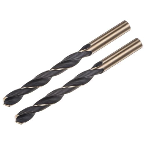 Image of sourcing map 2pcs Jobber Drill Bits 11mm (0.433") Black Nitride & Gold Titanium Coated M2 High Speed Steel (HSS) Twist Drill Bits for Stainless Steel Aluminum Alloy Metal