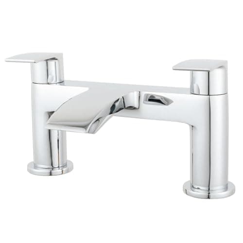 Image of VeeBath Cascade Bath Filler Mixer – Modern Dual Lever Design, Chrome Finish, G3/4" Inlet, Bath Deck Mounted Basin Double Tap Shower, Bathroom Tap Fillers and Mixer Systems