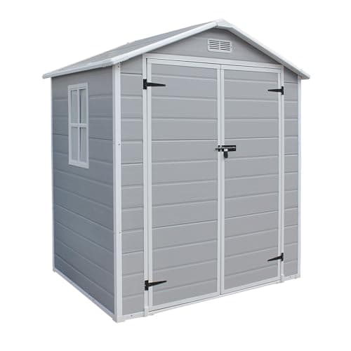 Image of Panana Plastic Garden Storage Shed Outdoor Storage Includes Plastic Floor, Strong Structure House Tool Shed (L x W x H) 125 x 182x 210 cm