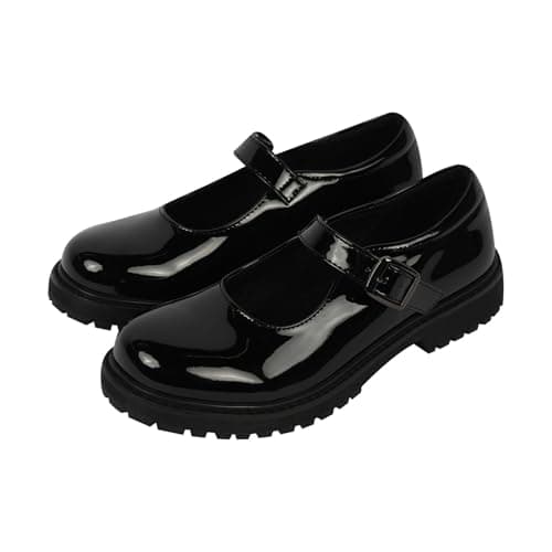 Image of A2Z Girls Teens Black Patent Mary Jane School Shoes Smart Buckle Strap - SCH Shoes Lisa Black Patent 2 UK
