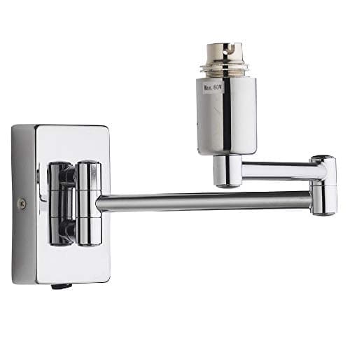 Image of Britalia Polished Chrome Traditional Retro Switched Double Swing Arm Wall Reading Light Bracket | Discreet On Off Rocker Switch Operated | 1 x BC Lamp Bulb Required | Bedside - Living Room