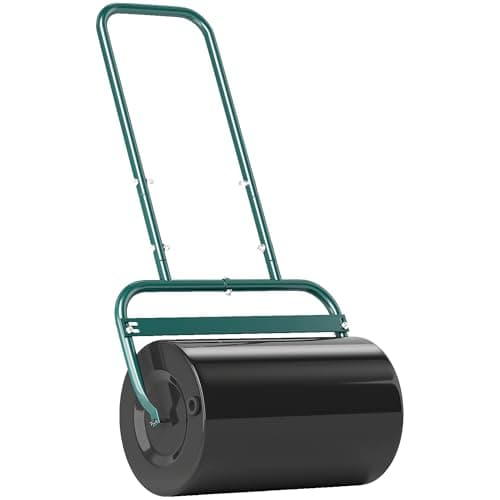 Image of Outsunny Garden Lawn Roller, Outdoor Grass Roller Aerator Filled with 62kg Sand or 38L Water, Heavy Duty Steel Lawn Push Rolling Tool for Grass Seeding, Soil Levelling, Dark Green