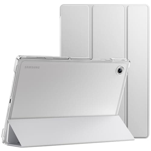 Image of JETech Case for Samsung Galaxy Tab A8 10.5-Inch 2021 (SM-X200/X205/X207), Slim Translucent Back Tri-Fold Folio Stand Protective Tablet Cover, Auto Wake/Sleep (Silver)