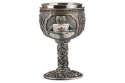 Image of Puckator Decorative Crusader Knight Goblet - Knights Templar Goblet - Unbreakble Funky Wine Glasses - Medieval Templar Fantasy Gifts - Funny Glasses Drinking - Home Design